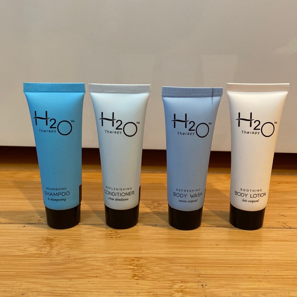 H2O travel size toiletries bundle